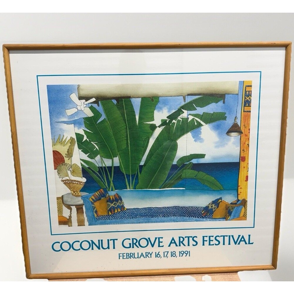1991 Coconut Grove Arts Festival CGAF Florida Original Framed Poster